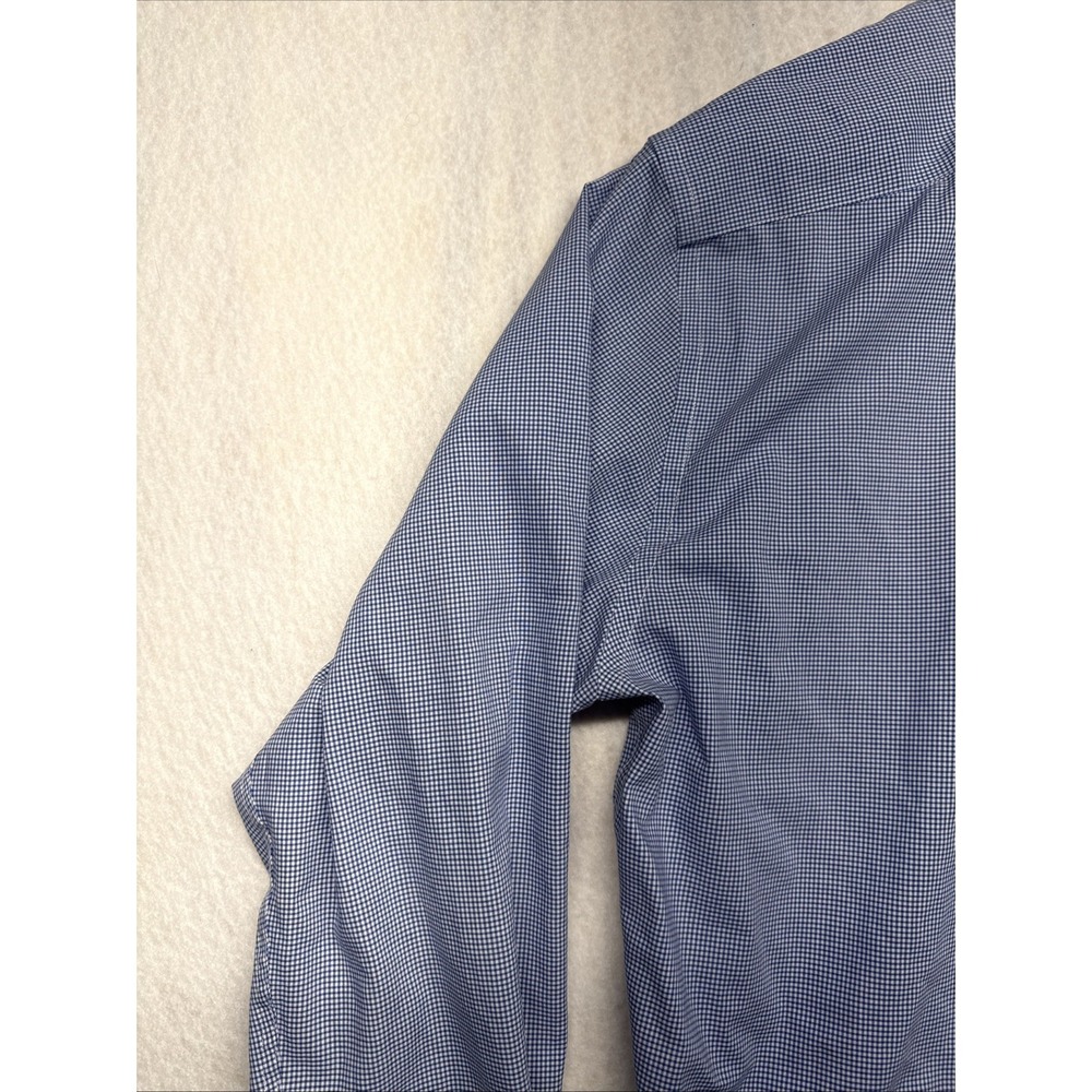 Lauren Ralph Lauren Mens 16 34/35 Classic Fit Blue Gingham Non Iron Dress Shirt - Picture 4 of 16